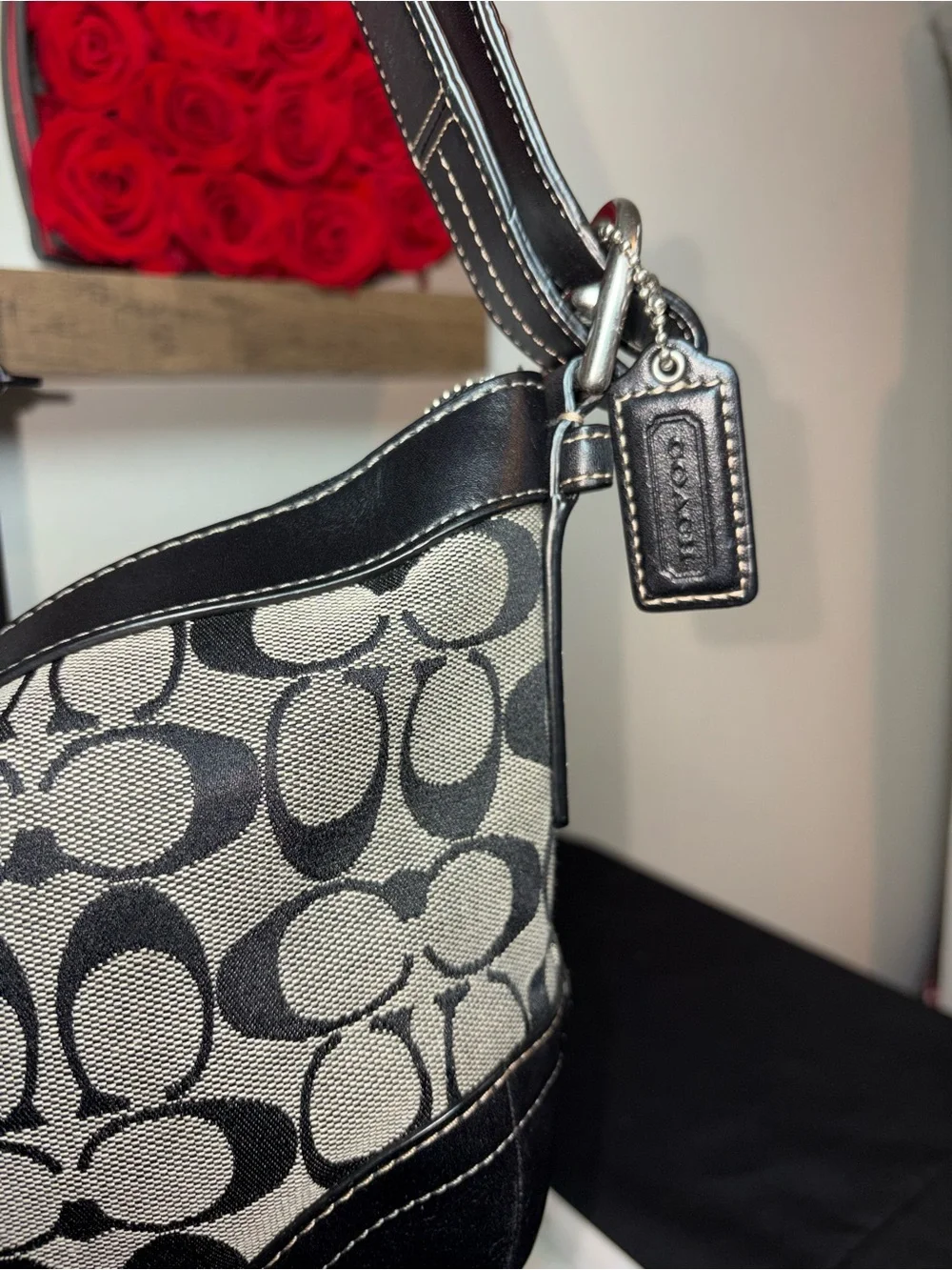 Coach Black Signature C SoHo Hobo Shoulder Covertible Crossbody Bag